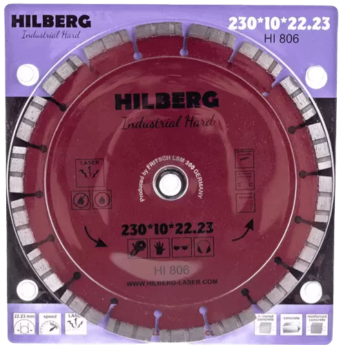 Алмазный диск по железобетону 230*22.23*10*3.2мм Industrial Hard Laser Hilberg HI806 - интернет-магазин «Стронг Инструмент» город Челябинск