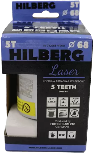 Коронка алмазная по армированному бетону SDS-Plus 68 мм Hilberg Laser 5 Teeth HP268 - интернет-магазин «Стронг Инструмент» город Челябинск