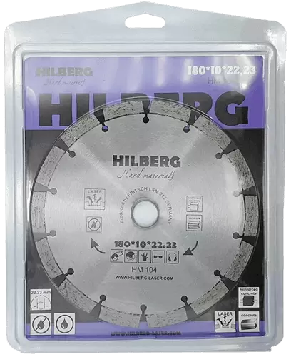 Алмазный диск по железобетону 180*22.23*10*2.4мм Hard Materials Laser Hilberg HM104 - интернет-магазин «Стронг Инструмент» город Челябинск
