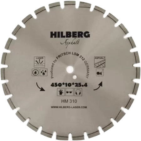 Алмазный диск по асфальту 450*25.4/12*10*3.6мм серия Laser Hilberg HM310 - интернет-магазин «Стронг Инструмент» город Челябинск