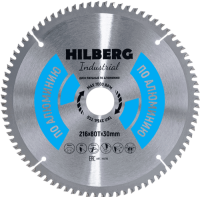 Пильный диск по алюминию 216*30*Т80 Industrial Hilberg HA216 - интернет-магазин «Стронг Инструмент» город Челябинск