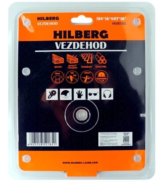 Универсальный пильный диск 184*16*40Т (reverse) Vezdehod Hilberg HVR185 - интернет-магазин «Стронг Инструмент» город Челябинск
