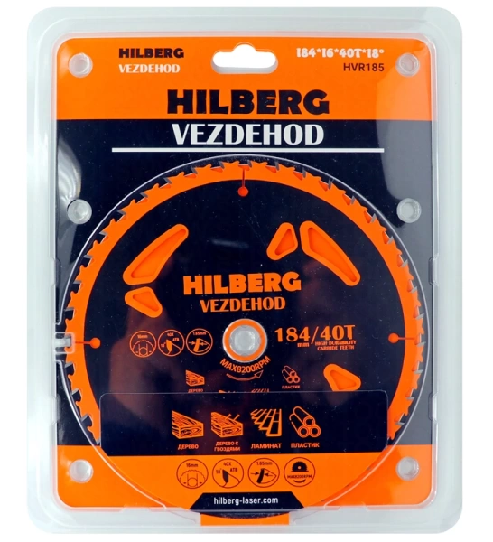 Универсальный пильный диск 184*16*40Т (reverse) Vezdehod Hilberg HVR185 - интернет-магазин «Стронг Инструмент» город Челябинск