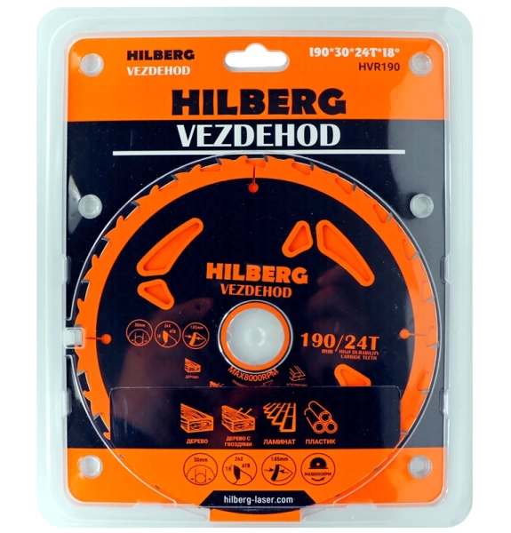 Универсальный пильный диск 190*30*24Т (reverse) Vezdehod Hilberg HVR190 - интернет-магазин «Стронг Инструмент» город Челябинск